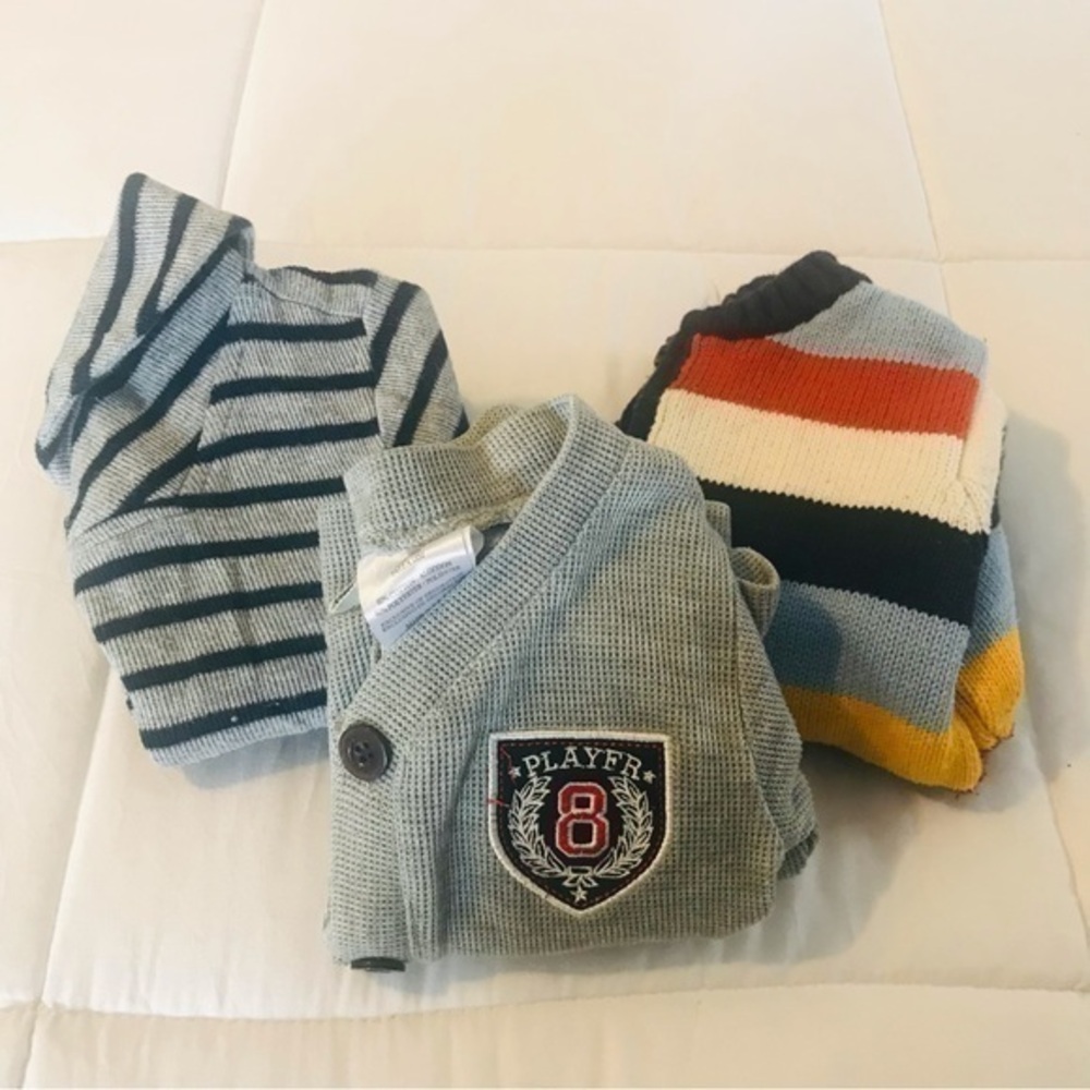 Lot Boys Knit Sweaters Little Rebels Cardigan Old Navy Stripe Sweater size 18 mo